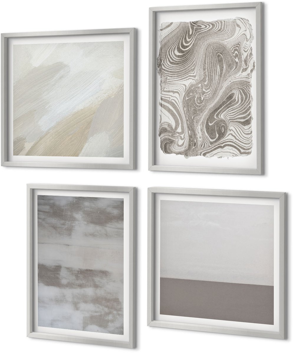 Coloray 4-Delige Schilderij Set - Industriële abstracte structuren ontwerpen - 40 x 40 cm en 40 x 60 cm - Wanddecoratie - Muurdecoratie - Moderne Interieurdecoratie - Moderne Wanddecoratie
