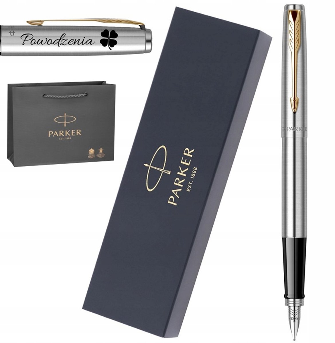 Merkloos Zilveren Vulpen met Gouden Accenten en Gravure - Luxe Cadeauset