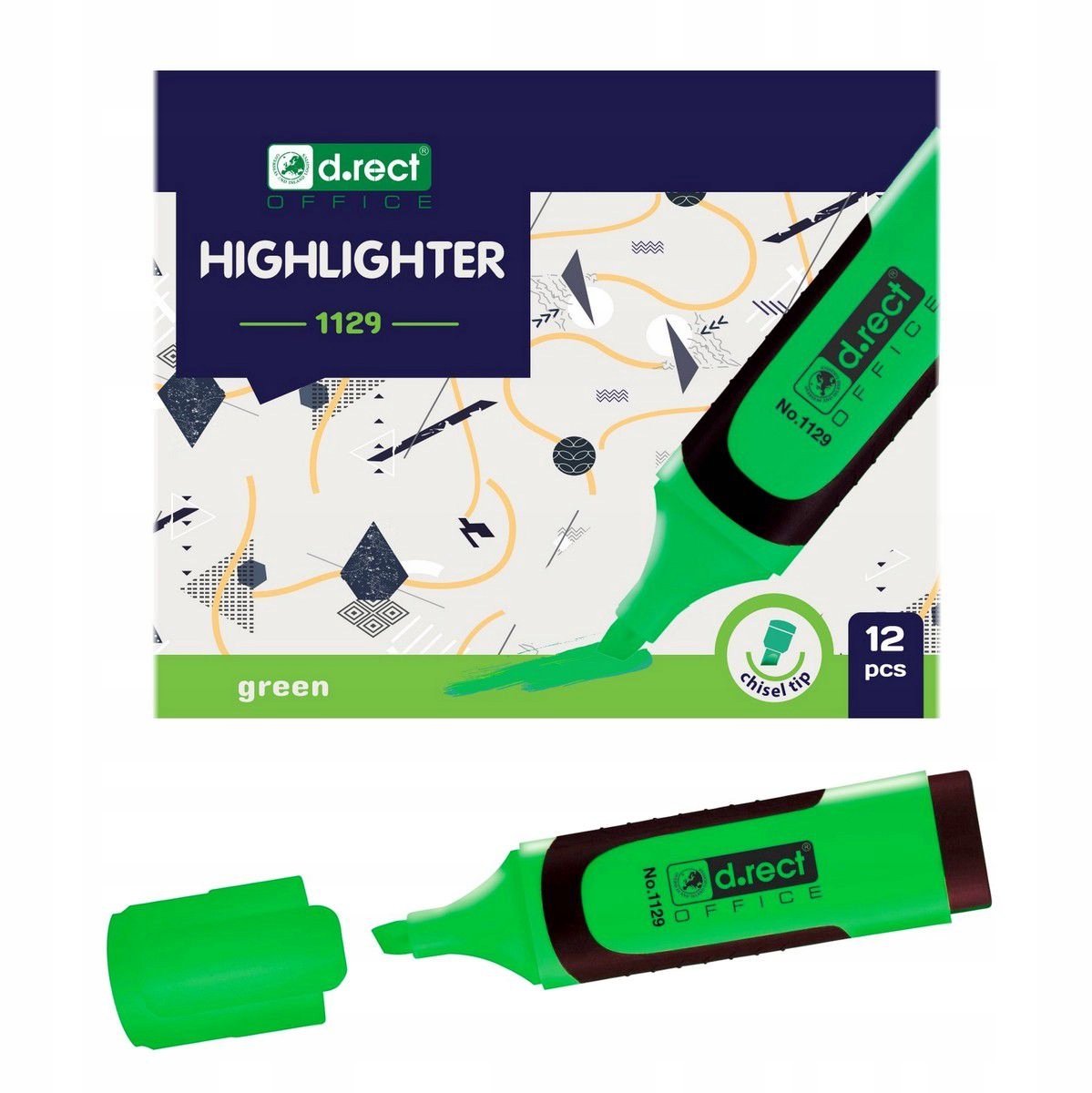 D.Rect 1129 Markeerstift Groen, Rubberen Grip, 12 Stuks