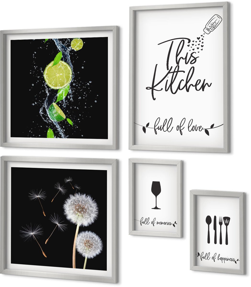 Coloray 5-Delige Schilderij Set - Bloemenposters Tokio Parijs Londen - 20 x 30 cm - Moderne Wanddecoratie - Slaapkamer
