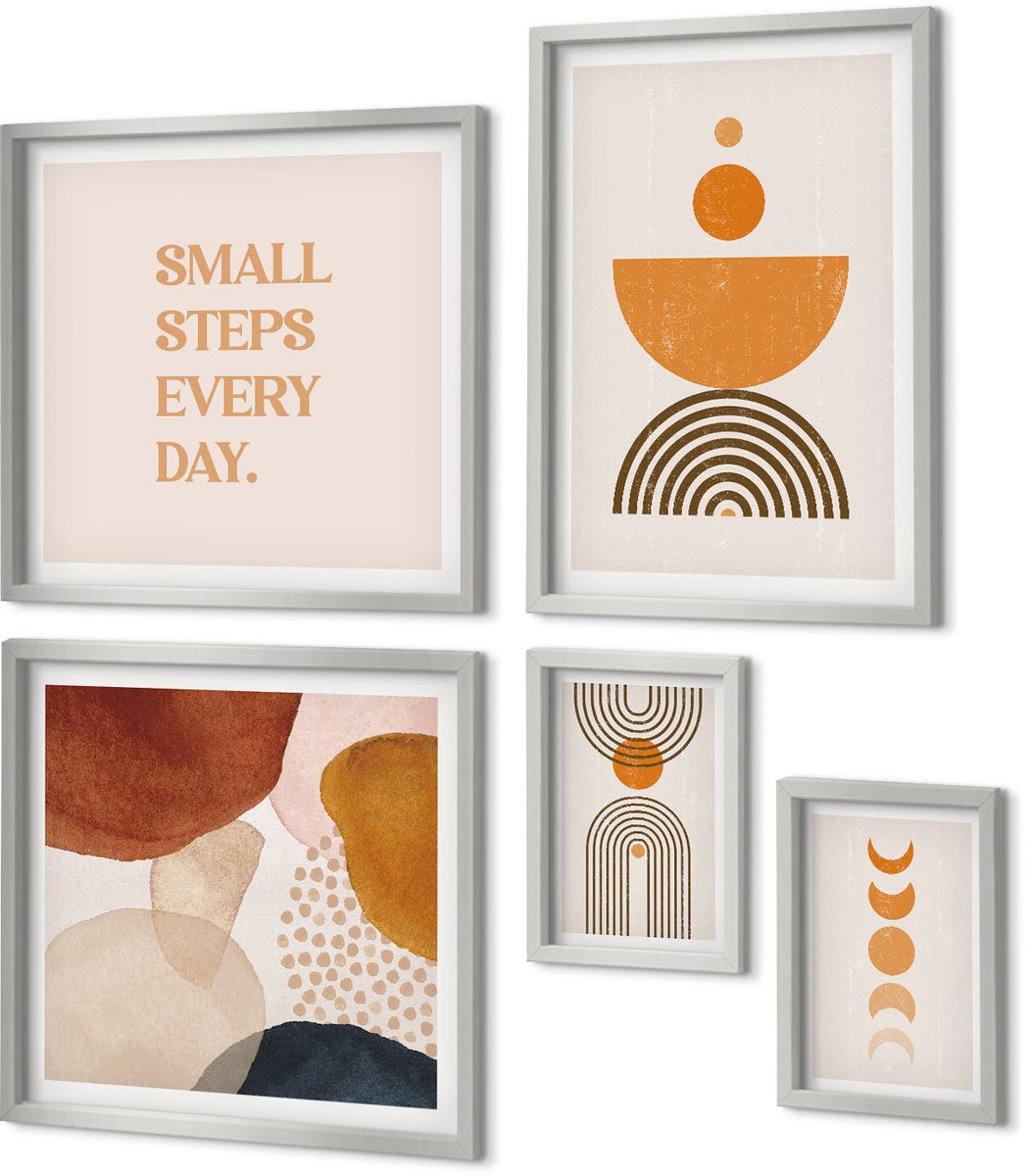 Coloray 5-Delige Schilderij Set - Rustgevende Steenthema'S: Vrede En Zen - 20 x 30 cm - Wanddecoratie - Muurdecoratie - Woonkamer - Decoratieve Schilderijen