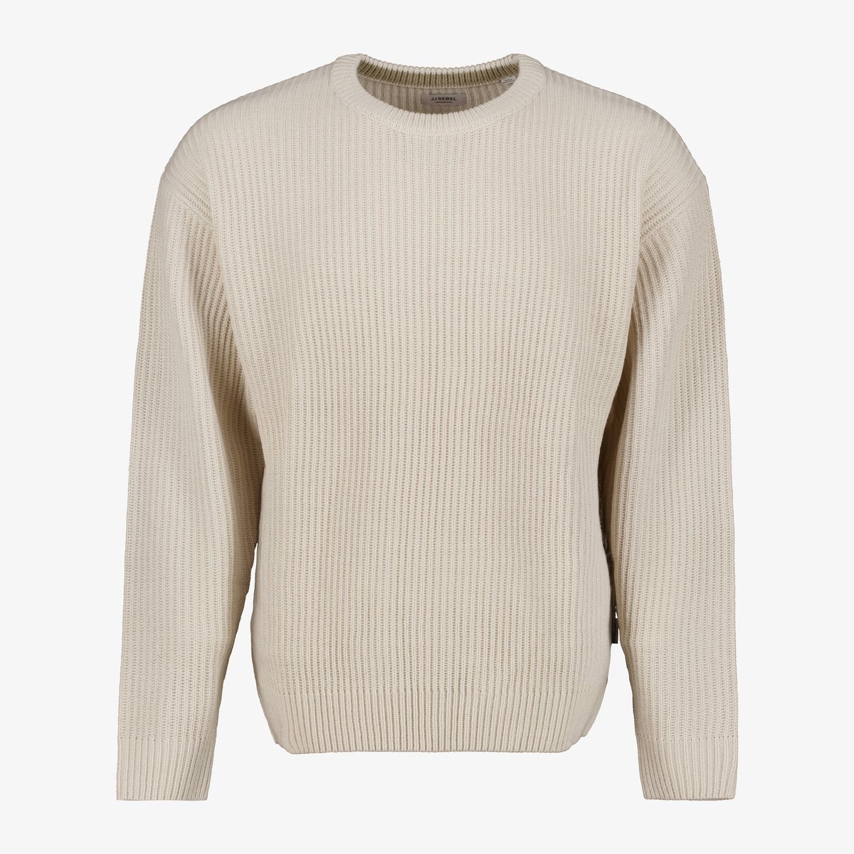 JJ REBEL ribgebreide heren trui beige - Maat L - 100% Acryl - Extra zacht