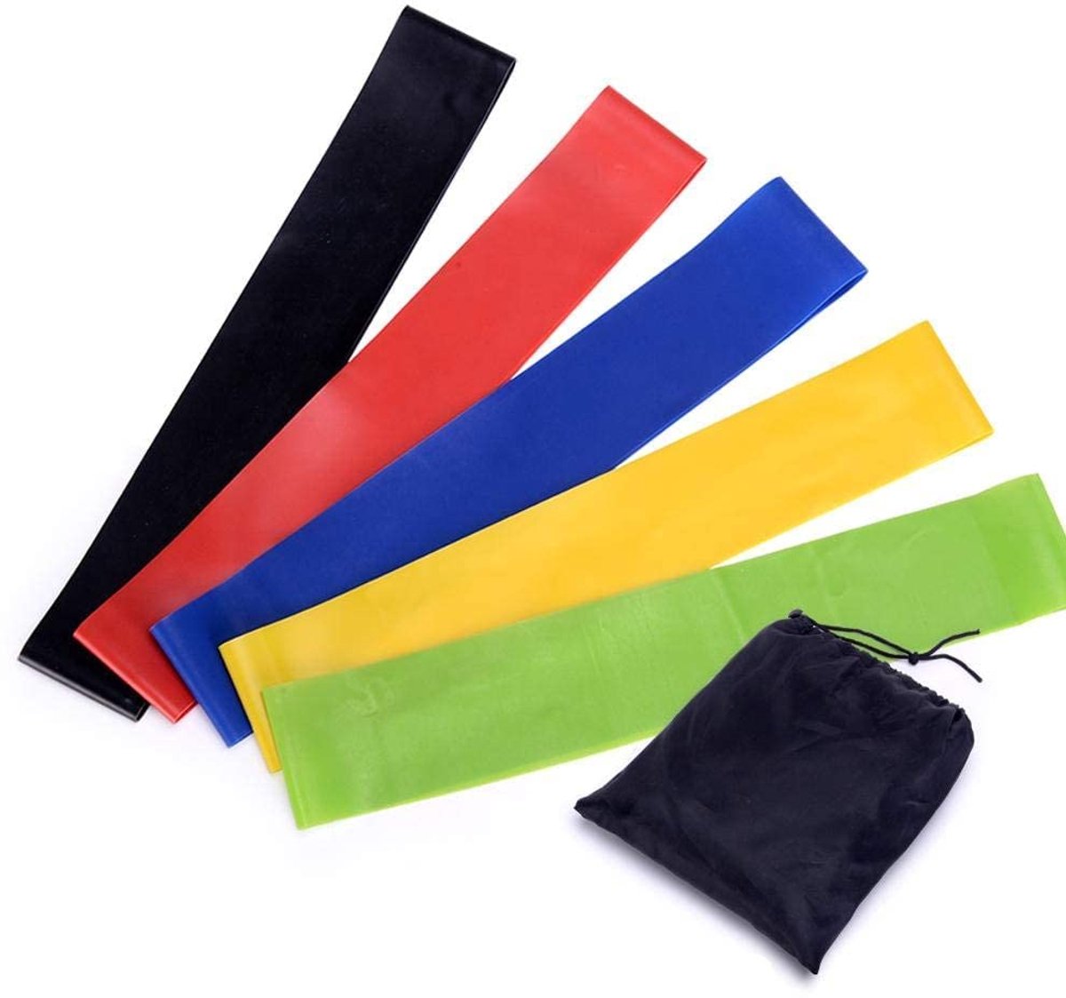 5x Weerstandbanden - Elastieken banden - Sportelastiek - Sportbanden - Krachttraining - Fitness banden - Pull-up band - Workout band - 5 banden met verschillende krachten - Jonyx