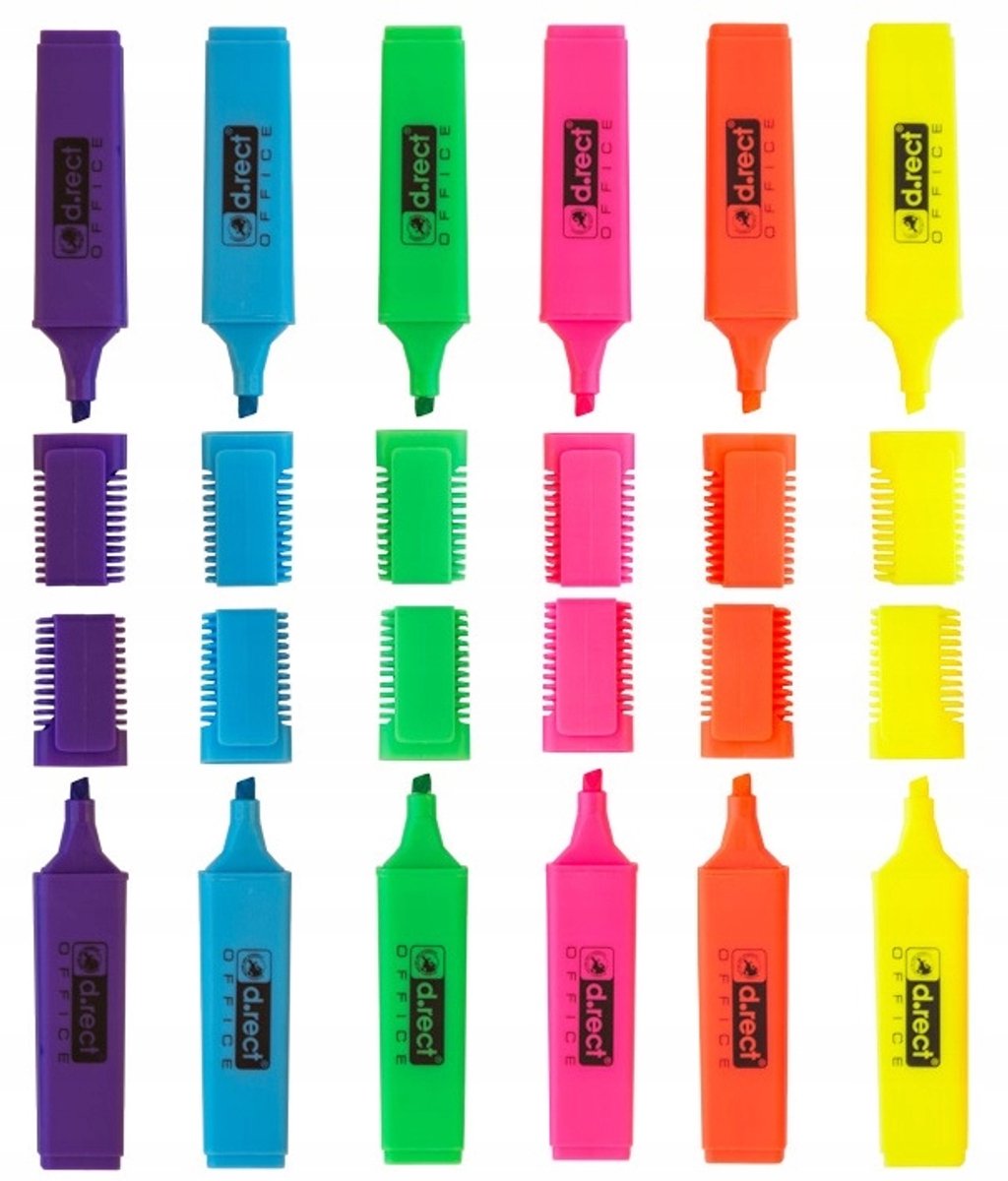 D.rect Fluorescerende Markeerpennen Set - 12 Stuks