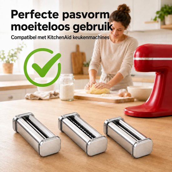 Voor KitchenAid accessoires 5KSMPRA pastahulpstuk, 3-delige set van KitchenAid — afbeelding 5