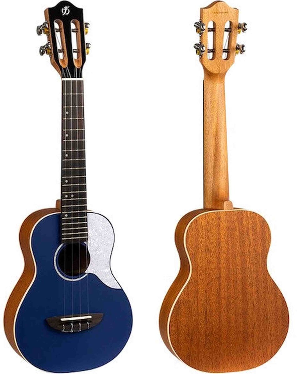 Flight Iris Concert DB Ukulele met Solid Spruce Top, Mahogany Body en Blauwe Afwerking