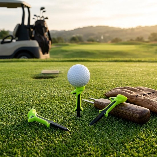 Groene plastic golf tees 12 stuks – golf tees met laag weerstand ontwerp – herbruikbare golf tee – duurzame golf accessoires – geschikt voor training en golfspel — afbeelding 3