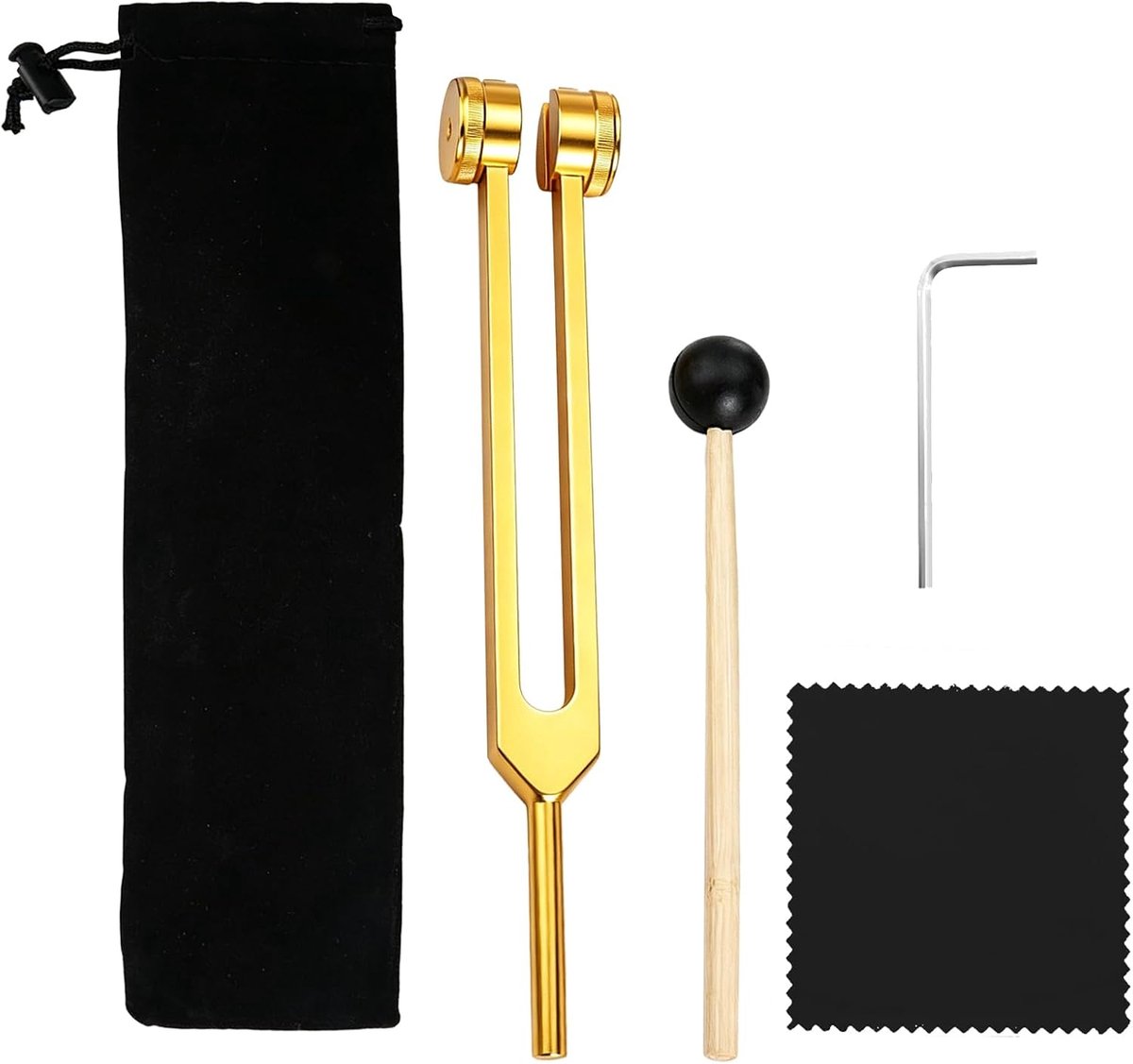 5 stuks gouden therapeutische stemvorken, 128 Hz, set stemmvorken met racket, set met siliconen hamer, stemvork van - ShopVlot