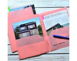 Youngever 6 Pack Heavy Duty Plastic Twee Pocket Mappen, Heavy Duty Plastic 2 Pocket Map (Roze) - ShopVlot