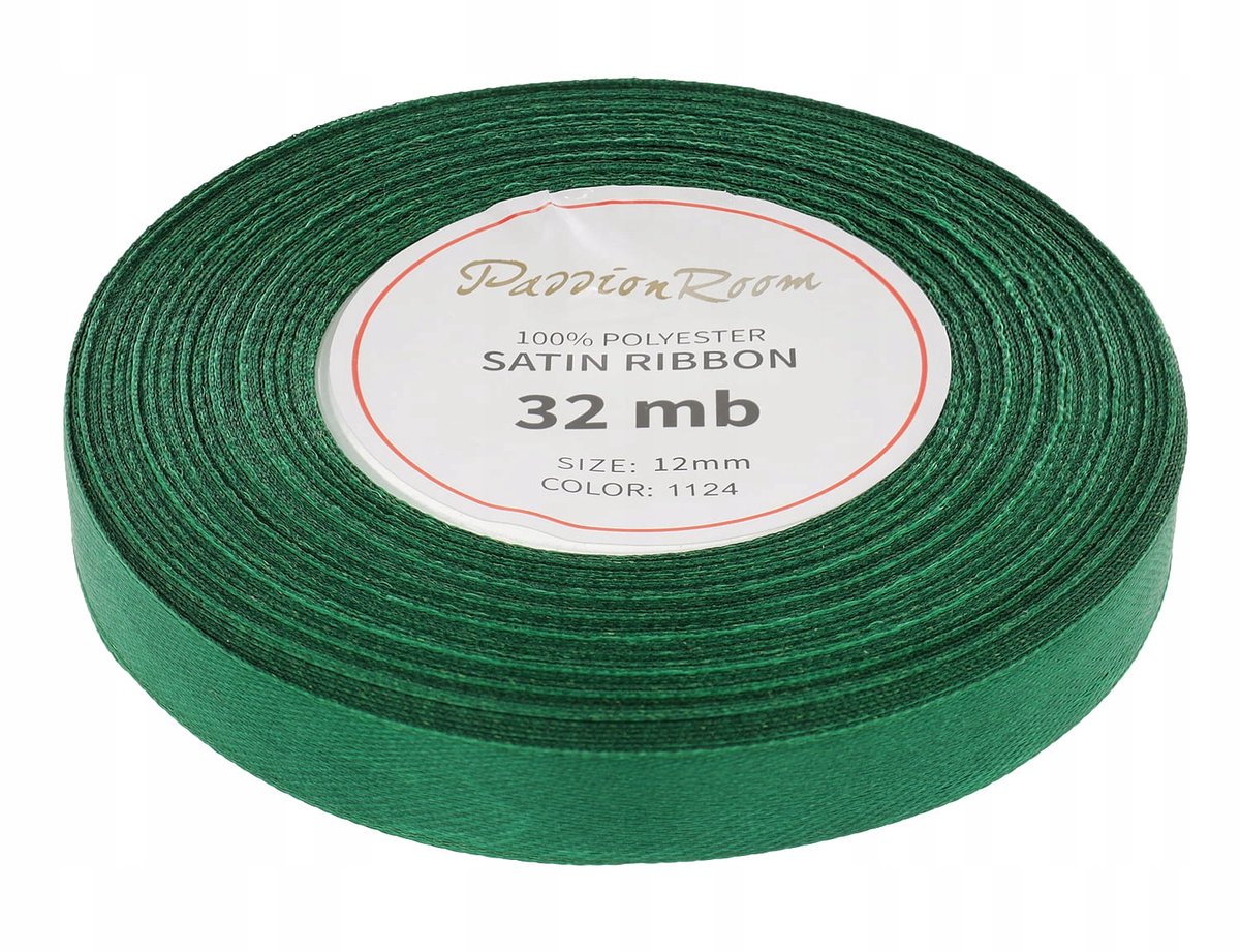 Donkergroene satijnen lint decoratie 12mm breed, 32 meter lang