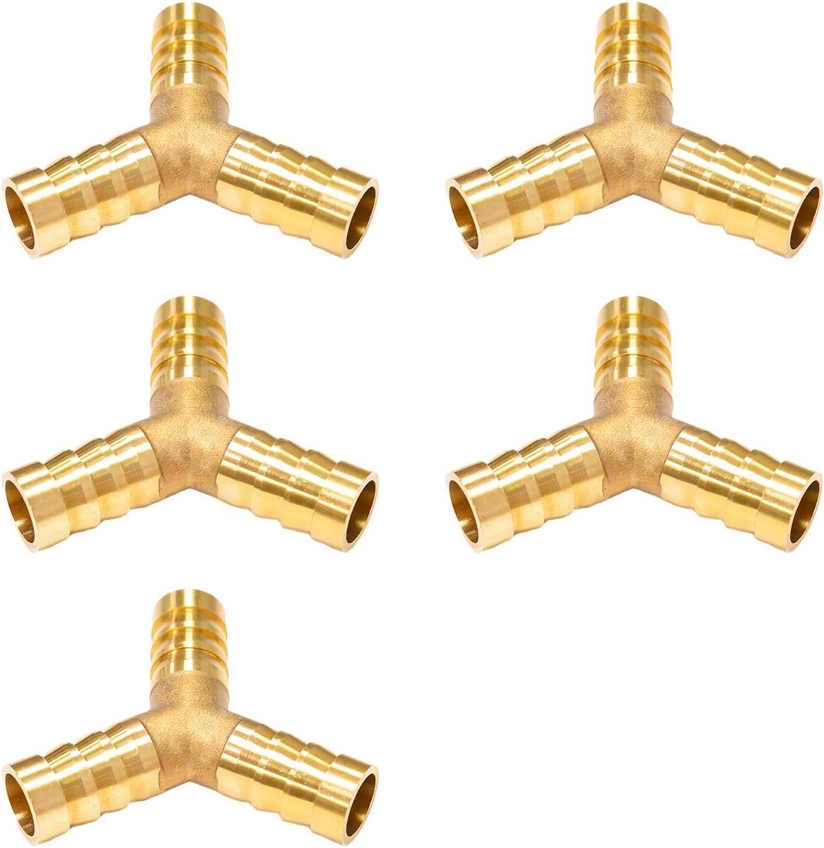 5pcs 10mm Brass Tube T-Ribbed, 3 Way Y-Shaped Connector, Fuel Hose Connector, for Fuel, Air, Water, Diesel - ShopVlot