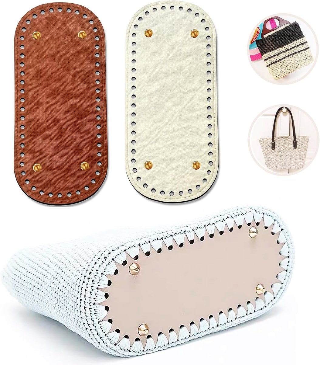 2 Pcs PU Bag Bottom, Bottom 22 x 10 cm, Knitting, Crochet, Bag Bottom, PU Leather, for Making Bags, Handbag, Shoulder - ShopVlot