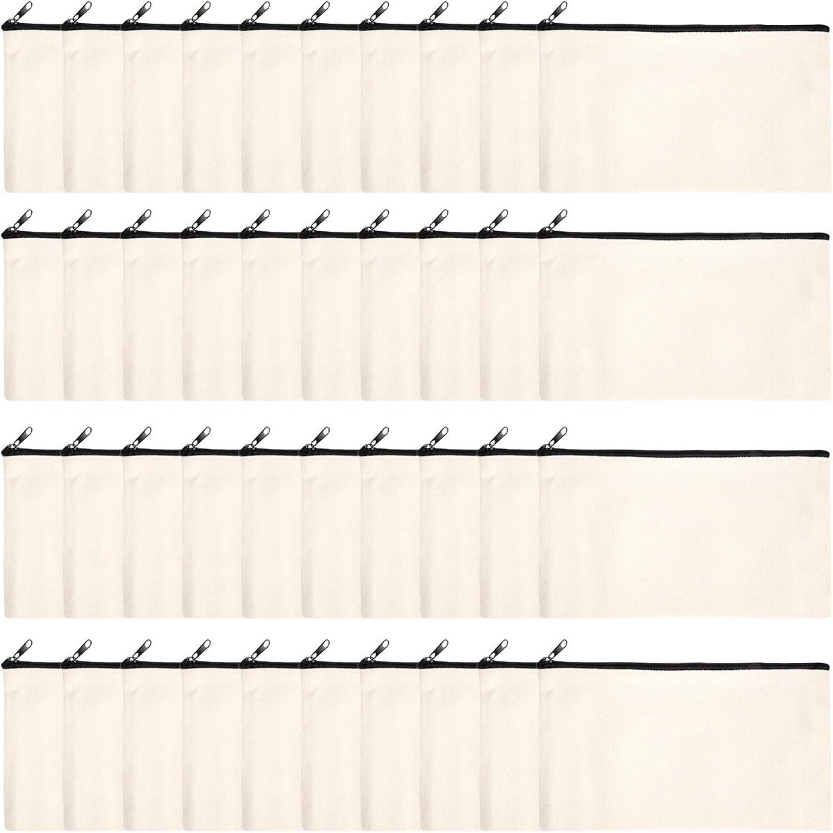 40 Pcs Canvas Zipper Bag for Pencils, Pencil Case, Cosmetic Bag, Empty Bag, DIY Craft Bag - ShopVlot
