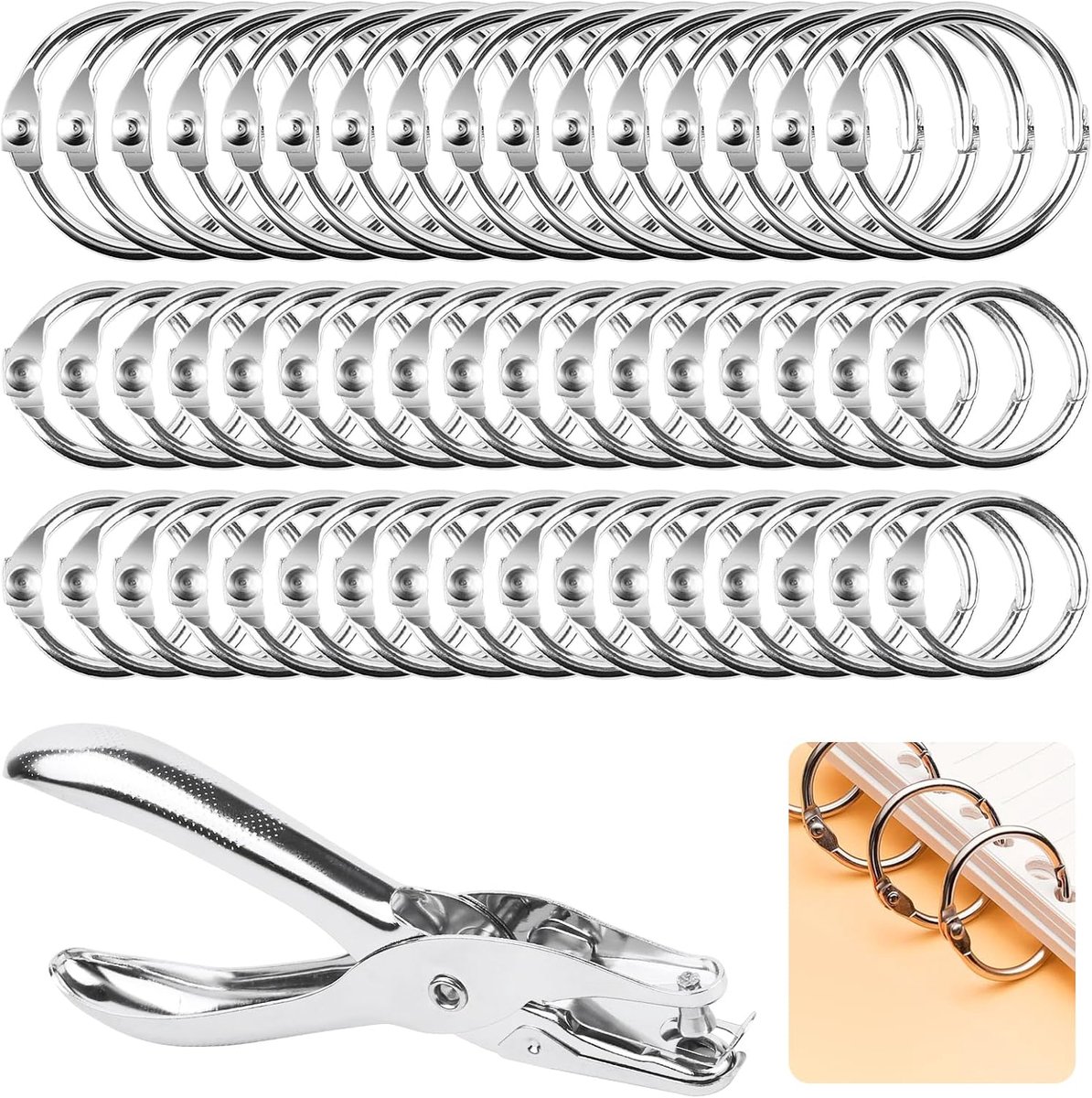 120pcs Binding Rings 15mm/20mm Metal Book Rings Book Binding with Hole Pliers 6mm - ShopVlot