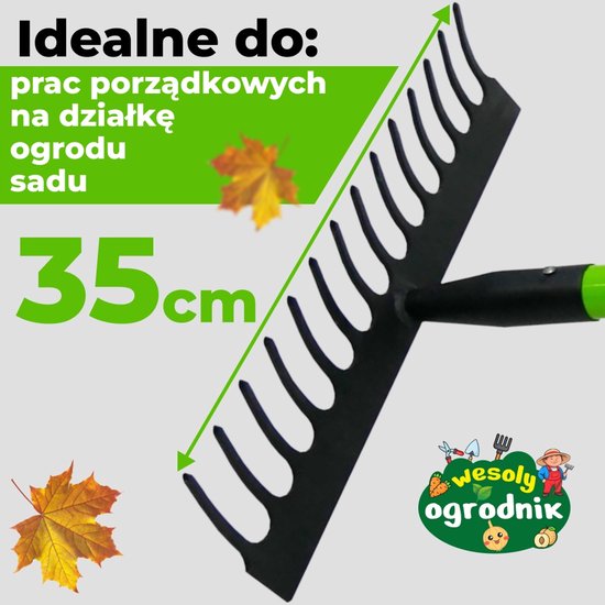 Tuin hark met 14 tanden, 150 cm fiberglass steel — afbeelding 3