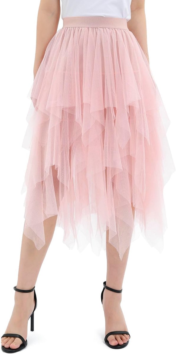 Women's Tulle Skirt Long Tulle Skirt 80 cm Elastic Elegant Casual Irregular Tulle Skirt - ShopVlot