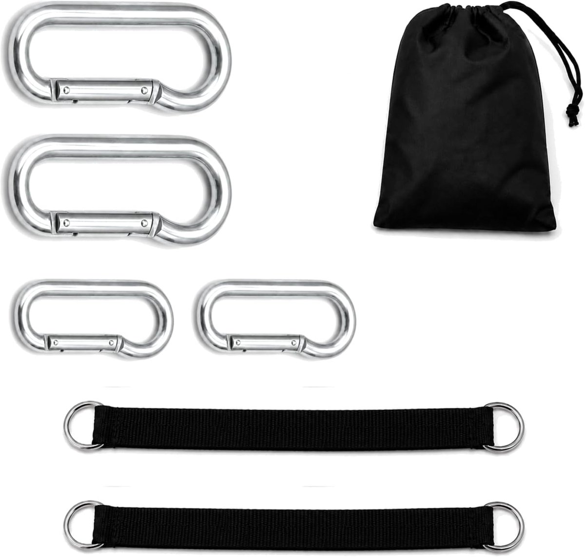 4-delige karabijnhakenset, M10 100 mm en M12 140 mm, zware belasting, verzinkte karabijnhaak met 29,5 cm ophangriem en - ShopVlot