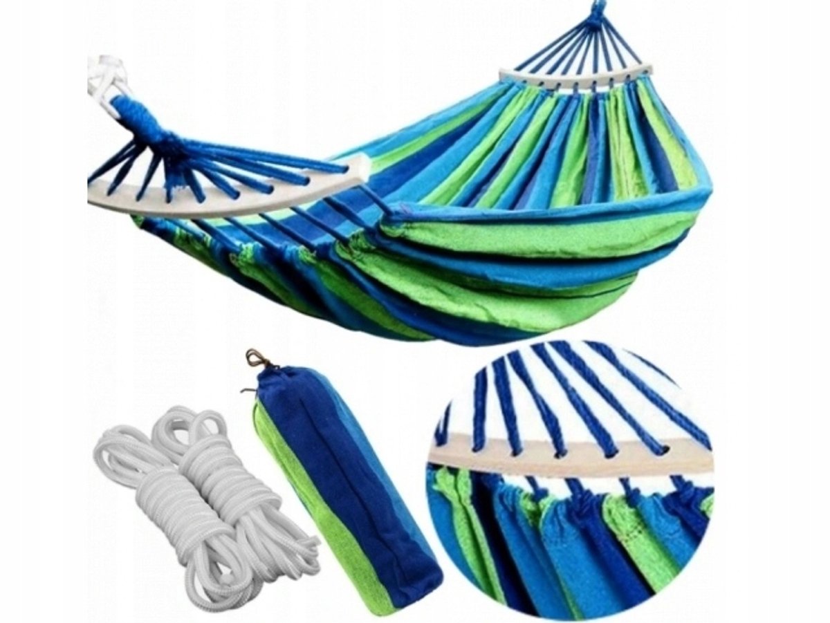 Ruime tweepersoons hangmat met spreidstok - 260x160 cm, 200 kg belastbaar