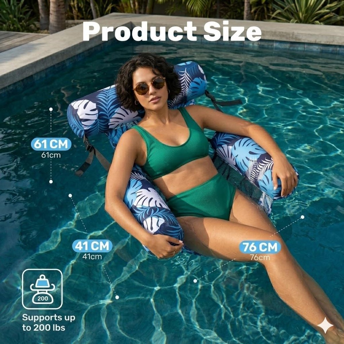Floating pool hammock, size for adults, inflatable pool hammock, 4-in-1 swimmer, versatile for swimming, for - ShopVlot
