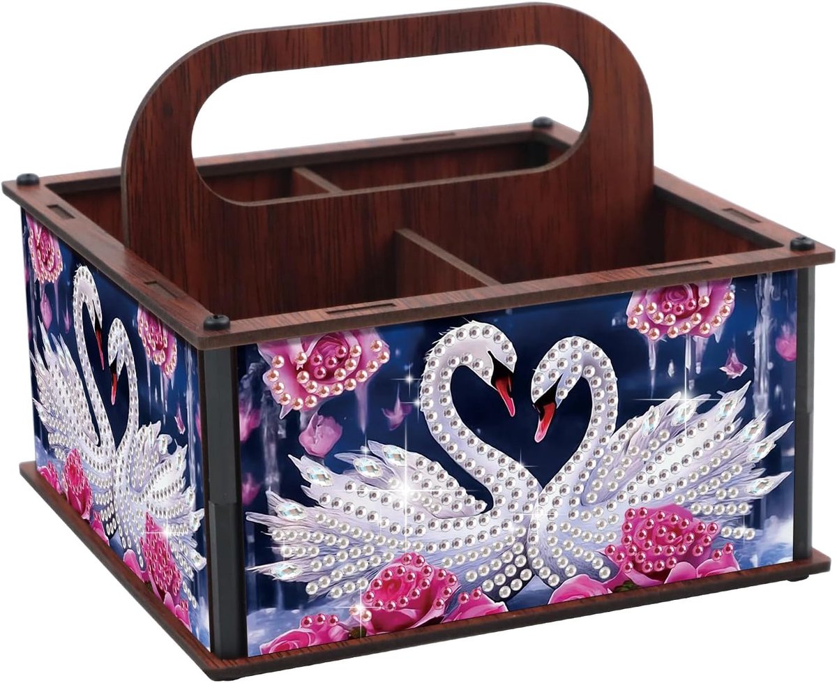 JICFDAO Doe-het-zelf Diamond Painting Bureau-organizer met handvat, opbergdoos met 4 vakken, praktische organizerbox - ShopVlot