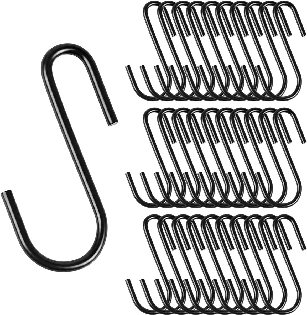 RVLZKCPG 30pcs S Hooks Black, 6cm Metal Hooks for Hanging, Small Heavy Duty Hooks with a Load Capacity of Up to 11-22 - ShopVlot