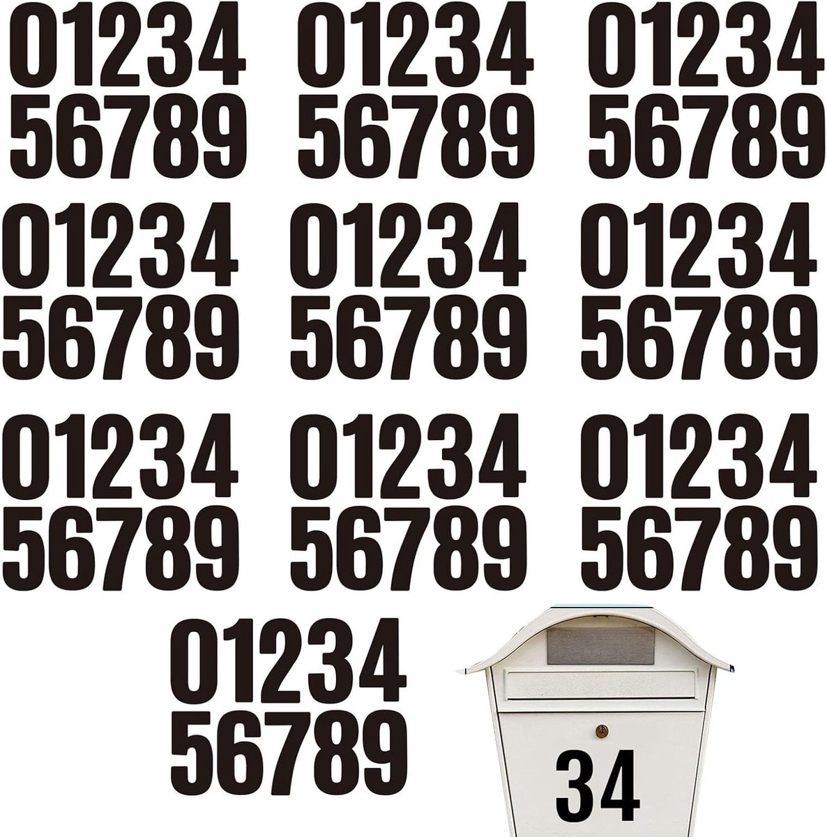Nummerstickers - Zwart - 10 cm - Waterproof Zelfklevende Cijferstickers - Voor Buitengebruik