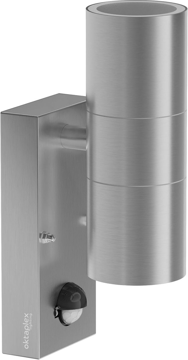 Oktaplex Chile Outdoor Wall Light, White, IP44, 230 V, with Motion Sensor - ShopVlot