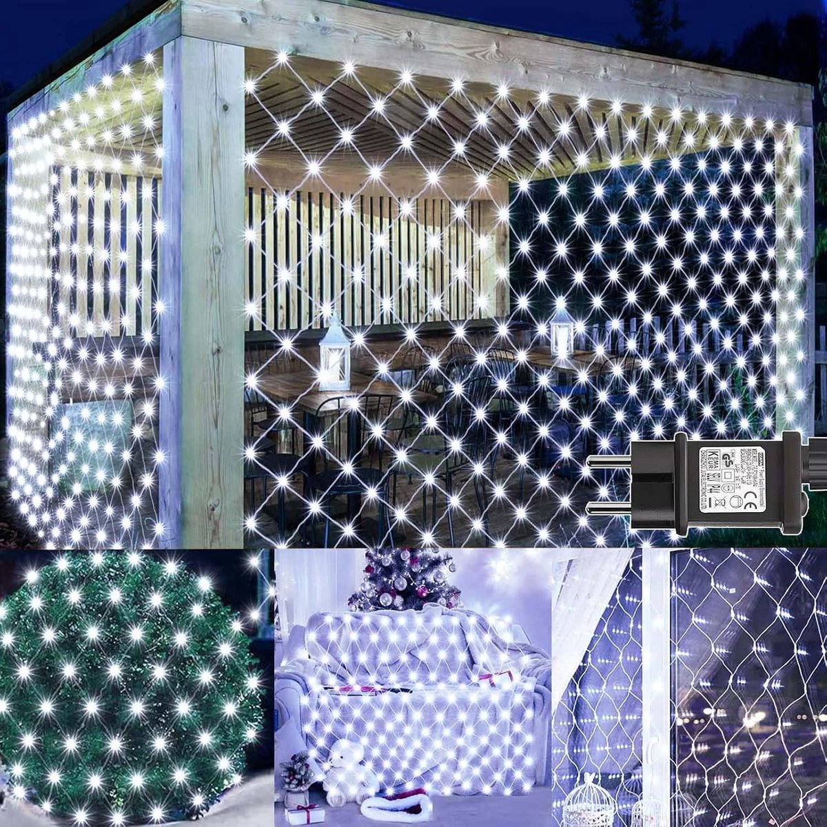 YOWIN Outdoor Fairy Lights 3 x 2 m 200 LED Fairy Lights Net with Plug Timer 8 Modes Christmas Lights Net Waterproof - ShopVlot