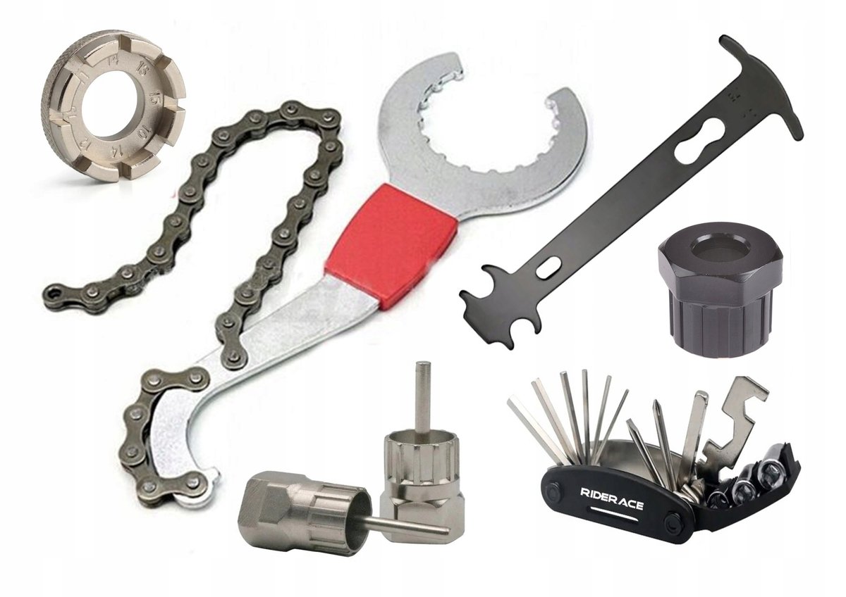 6-delige Fietsgereedschap Set: Hollowtech II, Cassette, Kettingmeter
