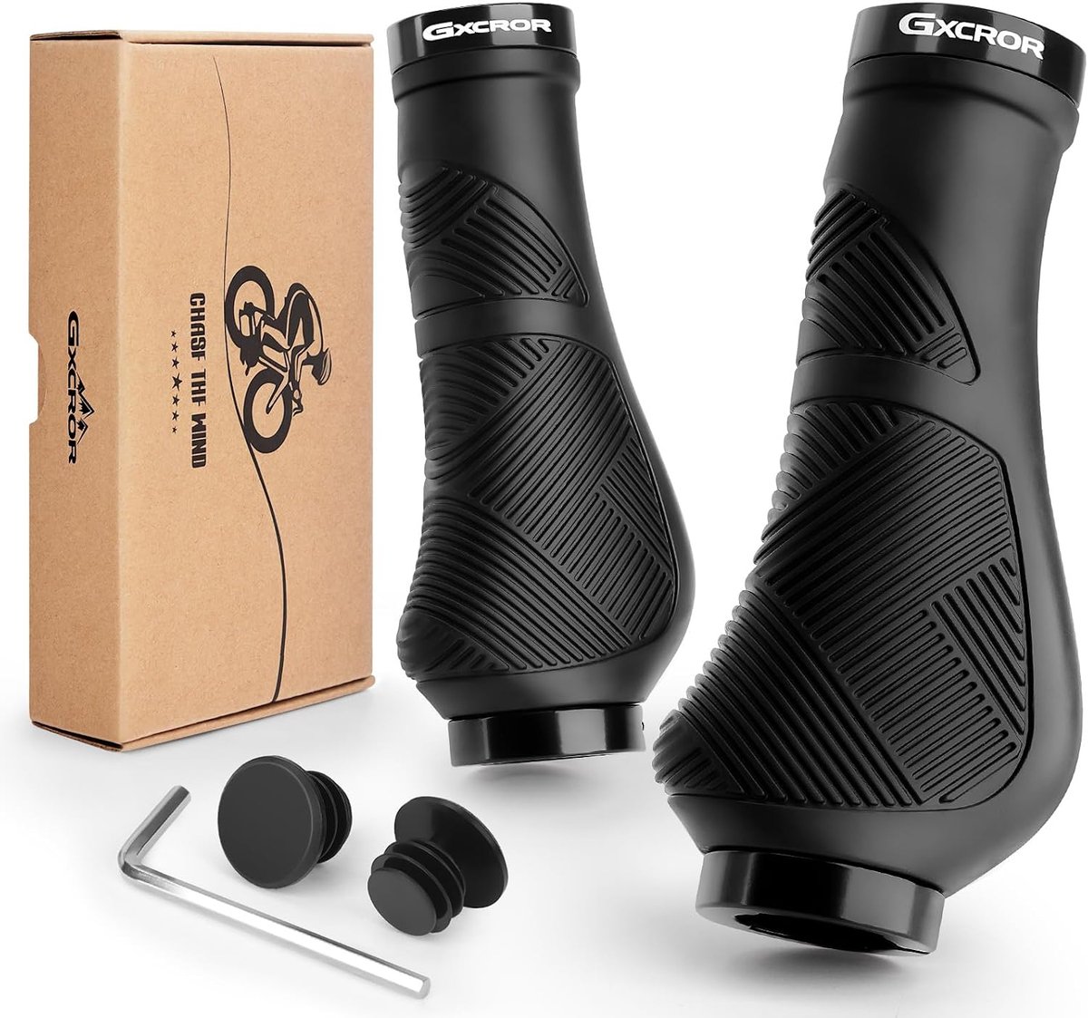GXCROR Ergonomic Comfortable Bicycle Grips, Soft Non-Slip Rubber Grips, Double Lock for Bicycle Handlebars, Universal - ShopVlot