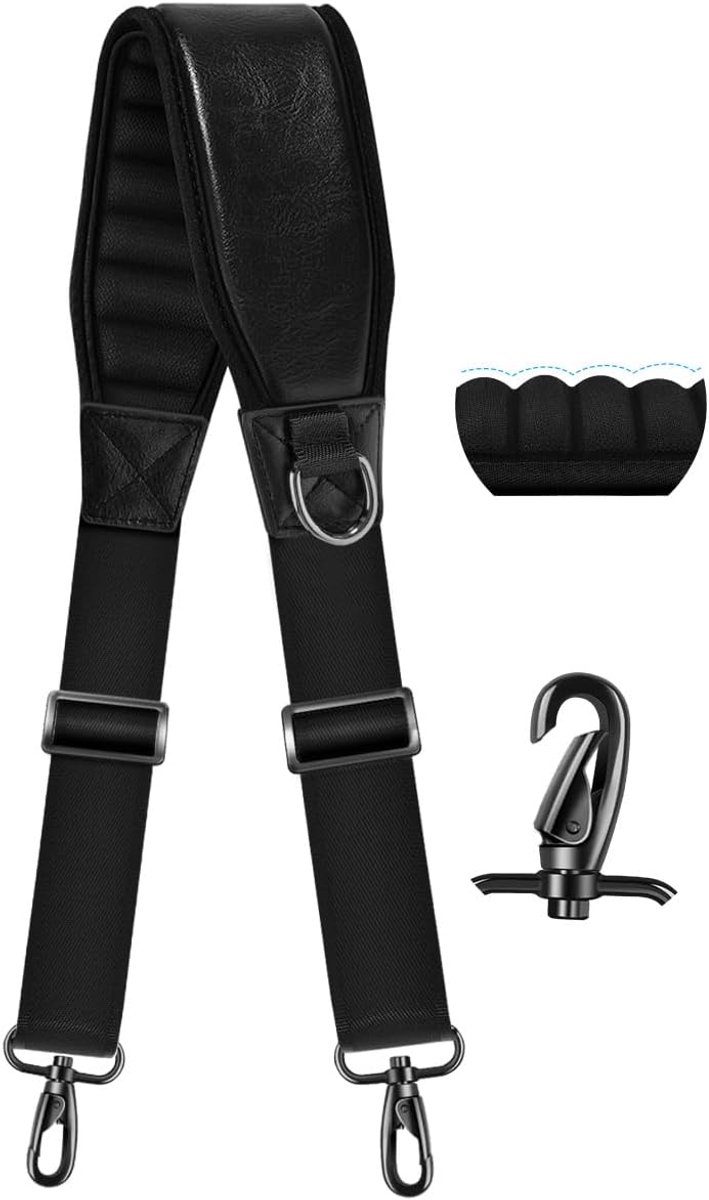 ZINZ Universal 79" Bag Strap with Thick Padded Neoprene, Fixed Strap with Double Adjustable Buckles and Metal Swivel - ShopVlot