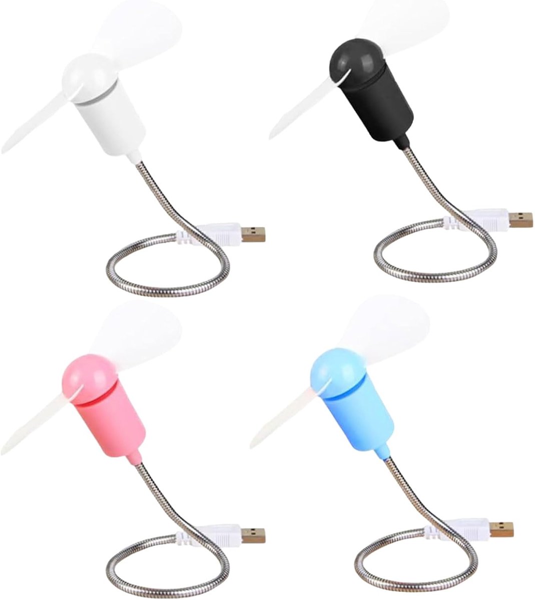 KARELLS Mini Fan Flexible Fan Mini USB Fan 4 Pcs Flexible Neck USB Fan Foldable Gooseneck with Soft Fan Blades for - ShopVlot