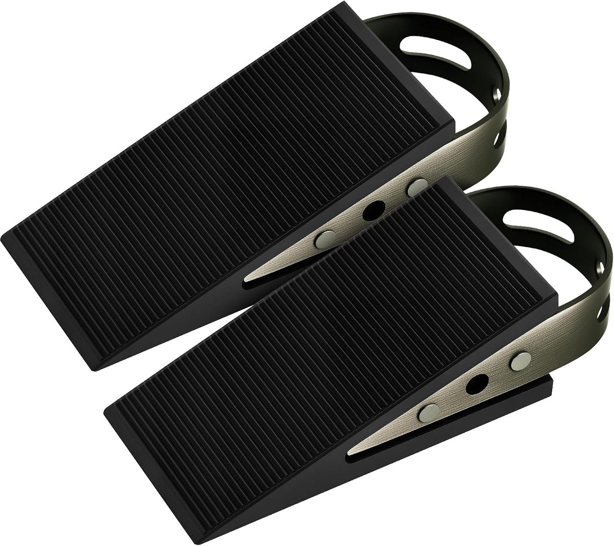 2 Pieces Rubber Door Wedges, Stackable High Quality Door Stoppers with Stainless Steel Handle, Scratch Resistant - ShopVlot