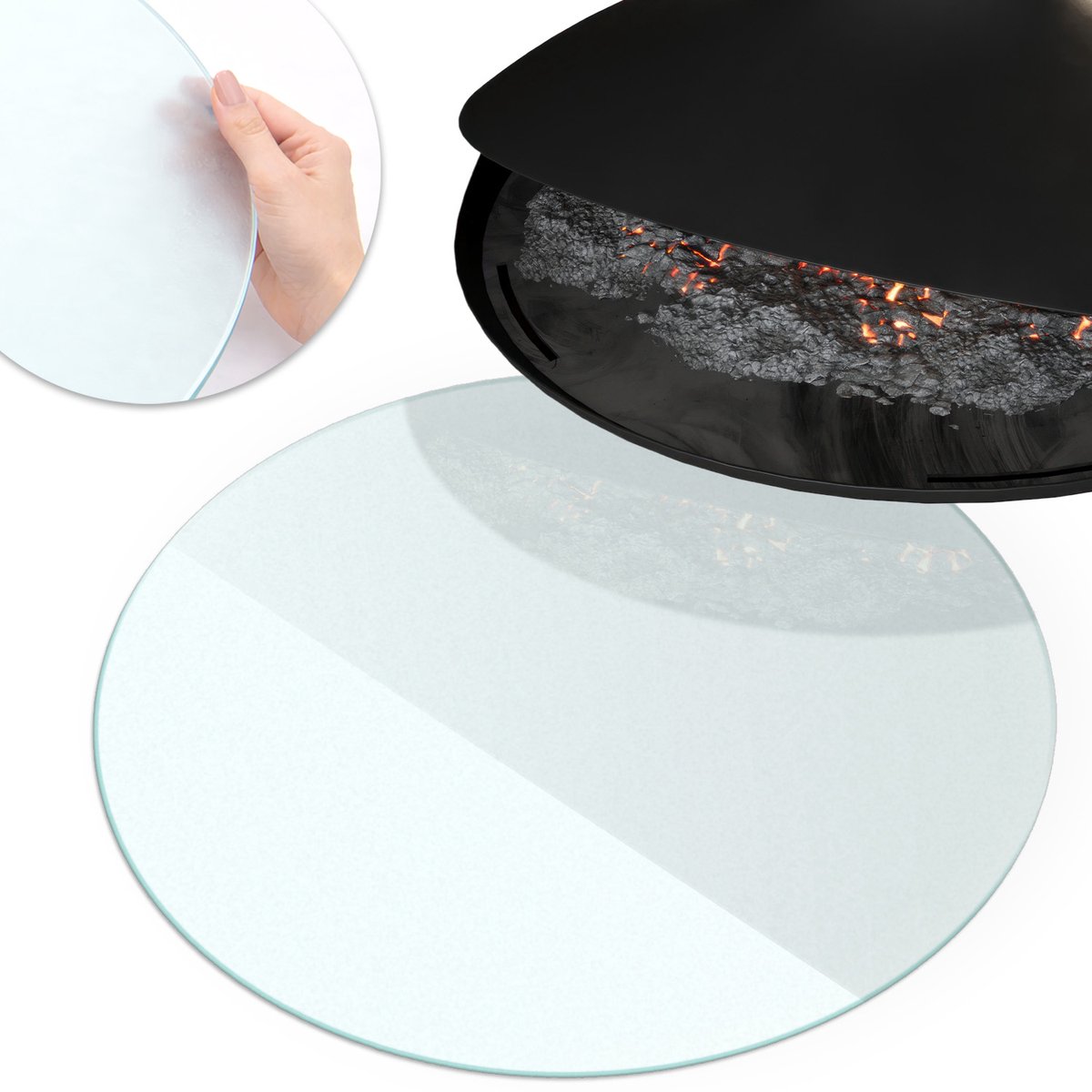 Coloray - Vloerplaat openhaard - fi70cm - Halftransparant Rond - Plaat voor onder houtkachel - Bescherming tegen vonken