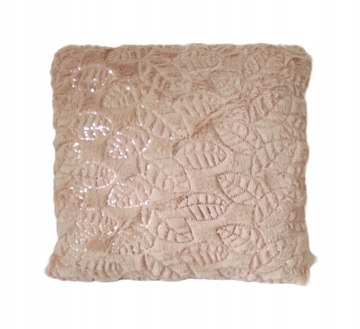 Beige pluche kussens 40x40 cm met Bladmotief