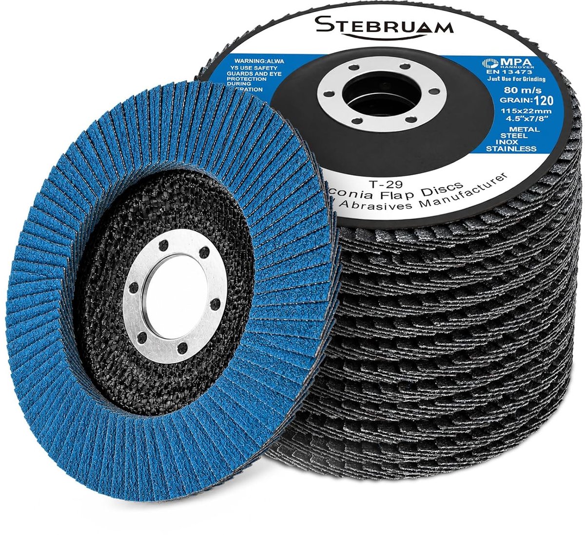 STEBRUAM 12 x Impeller Discs, Slat Discs, Sanding Discs, Sanding Discs, Sanding Discs, 120 Grit for Cordless Angle - ShopVlot