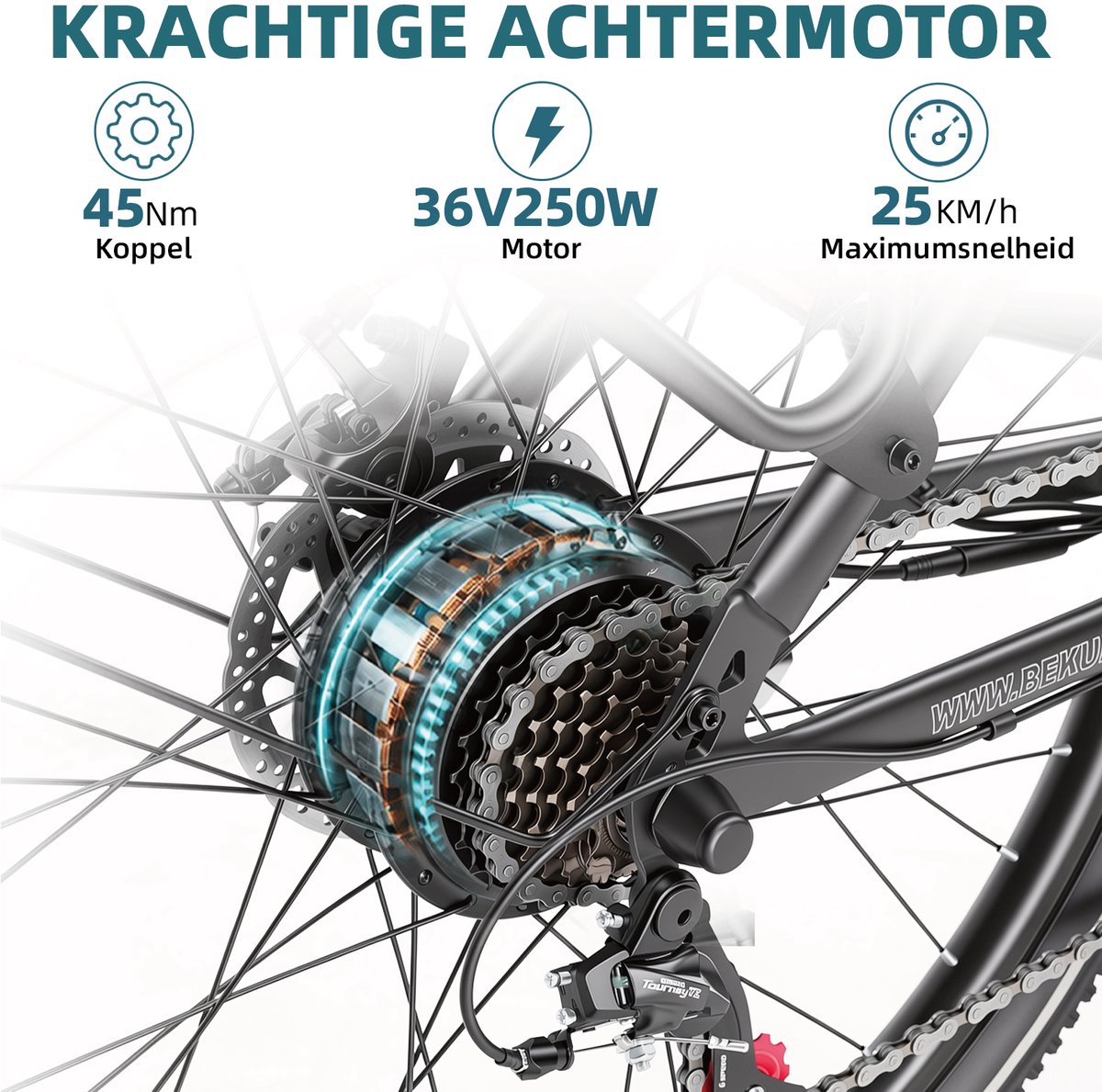 SMARTAI 26 inch Elektrische Fiets - 36V 14.5AH Accu - 45Nm thumbnail 4