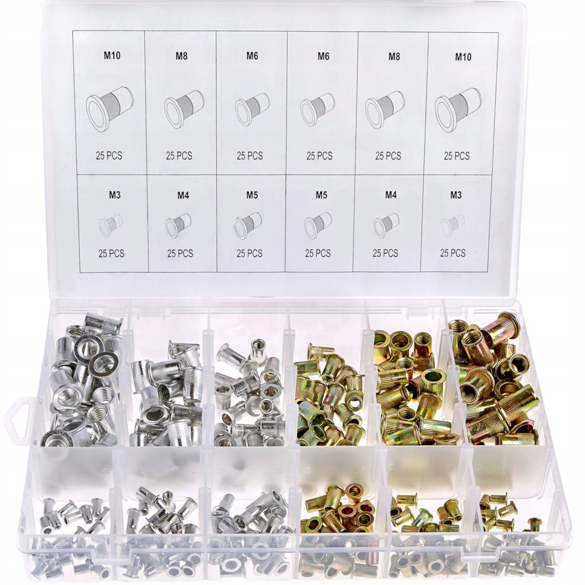 Nitonakrętkiset M3-M10 (300 stuks) - Staal & Aluminium