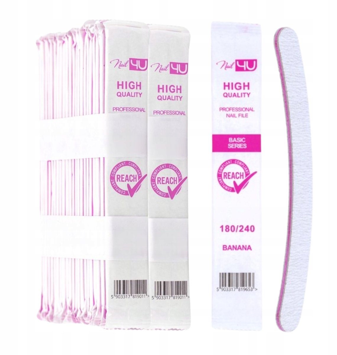 Nail4U Banaan Vijlen 180/240 - 50 stuks, hygiënisch verpakt