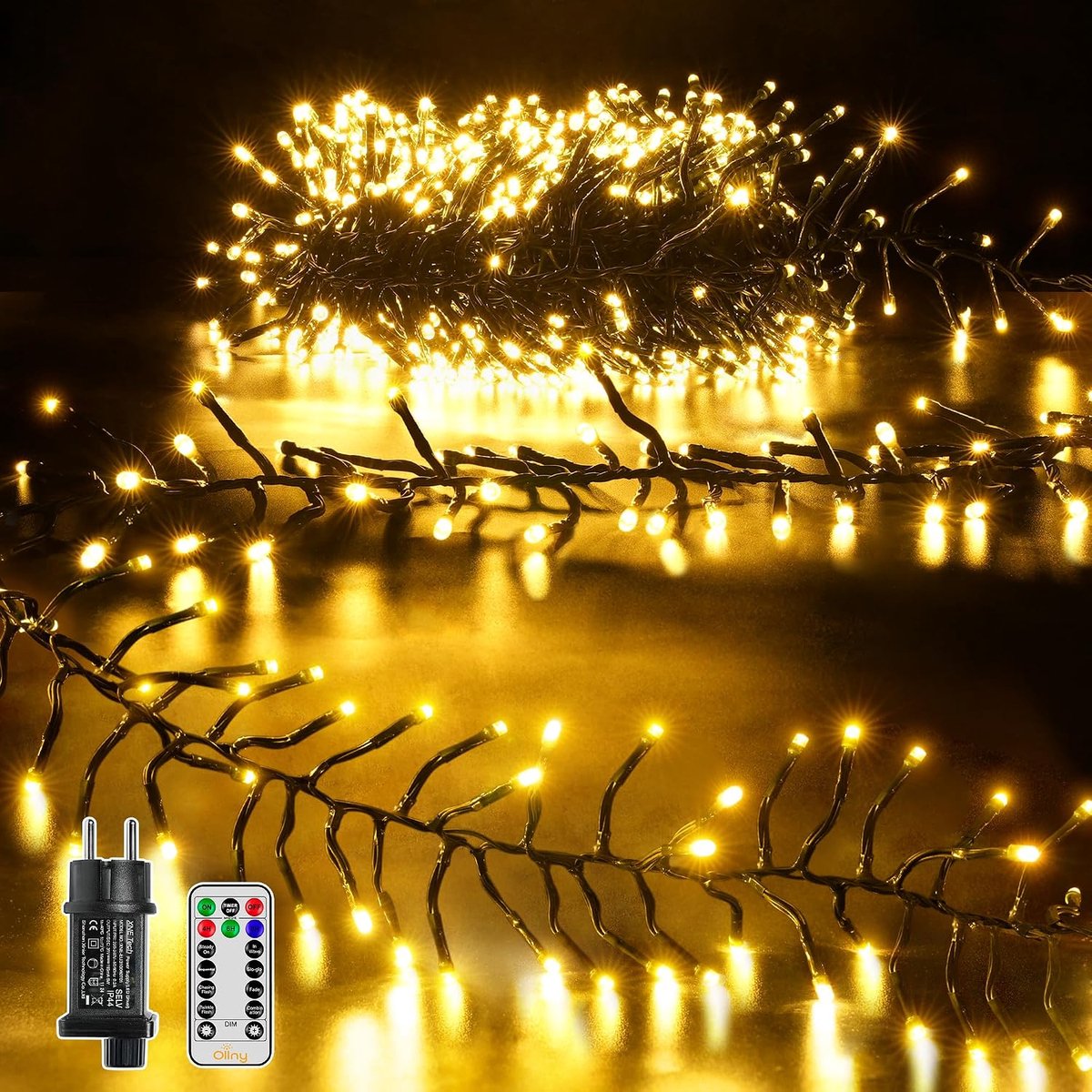 Ollny 6 m 400 LED Cluster Fairy Lights Outdoor Power with Timer Memory Function Transparent Cable Waterproof 8 Modes - ShopVlot