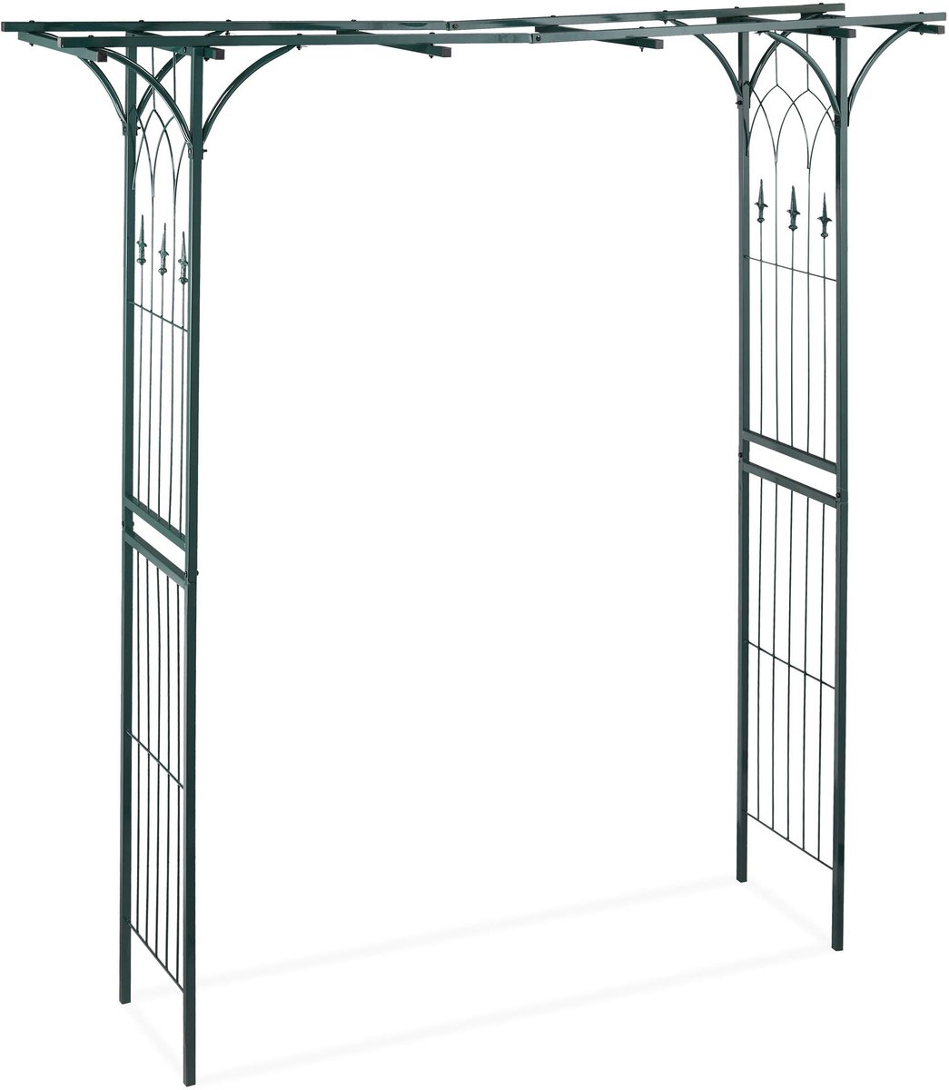 Famanu – Rozenboog van metaal, hoekig, rankhulp voor klimplanten, weerbestendig, 205 x 202 x 52 cm, donkergroen voor tuin