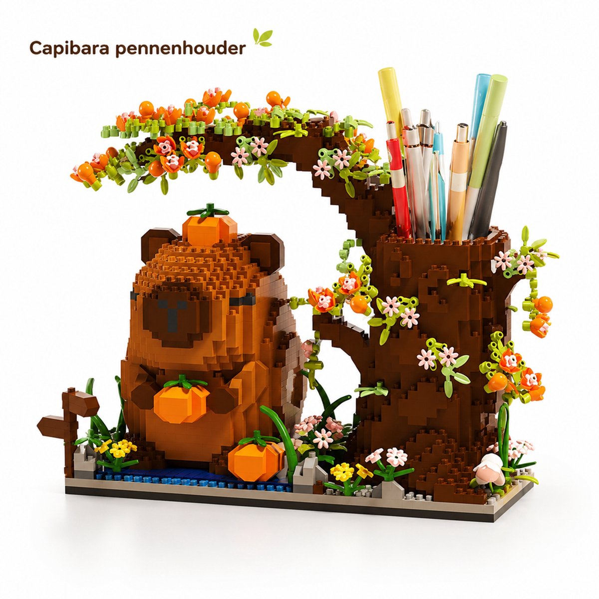 Namajunas – Capybara Bouwpakket – Bouwspeelgoed & Bouwpakket voor Kinderen en Volwassenen, Capybara Pennenbakje, Decoratief Model voor Bureau & Huis, Creatief Cadeau voor Kerst, Nieuwjaar & Oudjaar, Niet geschikt voor LEGO