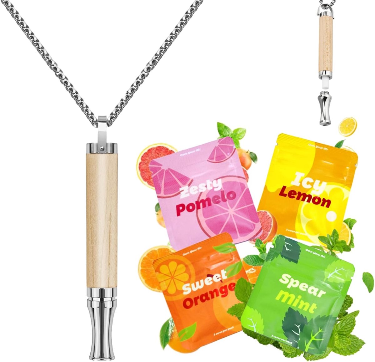 Breathing Chain to Replace Bad Habit with 4 Flavorful Refillable Mint Pods, Habit Support Chain for Stress Relief - ShopVlot