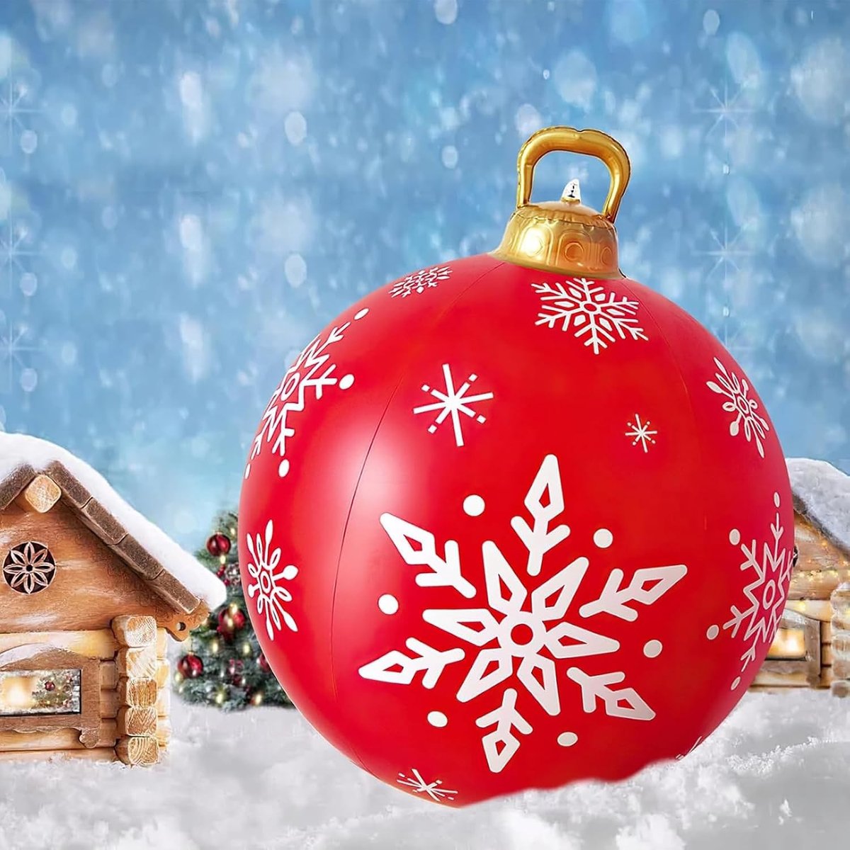 Opblaasbare Kerstbal - Rood - 60 cm - Hoogwaardig PVC Materiaal - Voor Binnen en Buiten