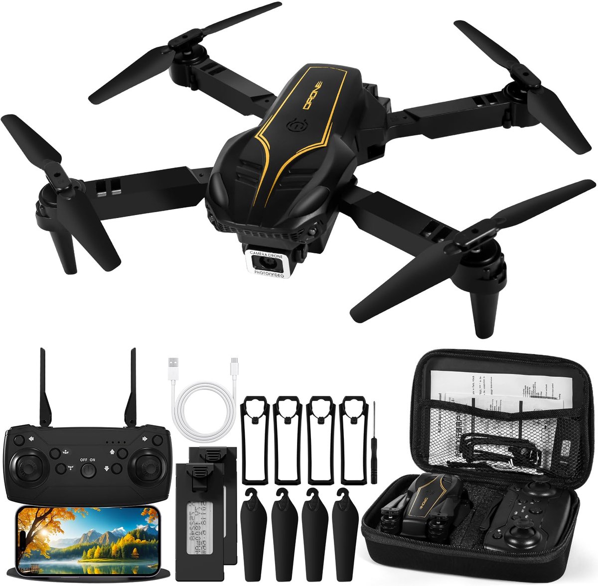 XUNIVERS drone met 1080P camera voor kinderen en volwassenen,opvouwbare RC quadcopter drone voor beginners, mini - ShopVlot