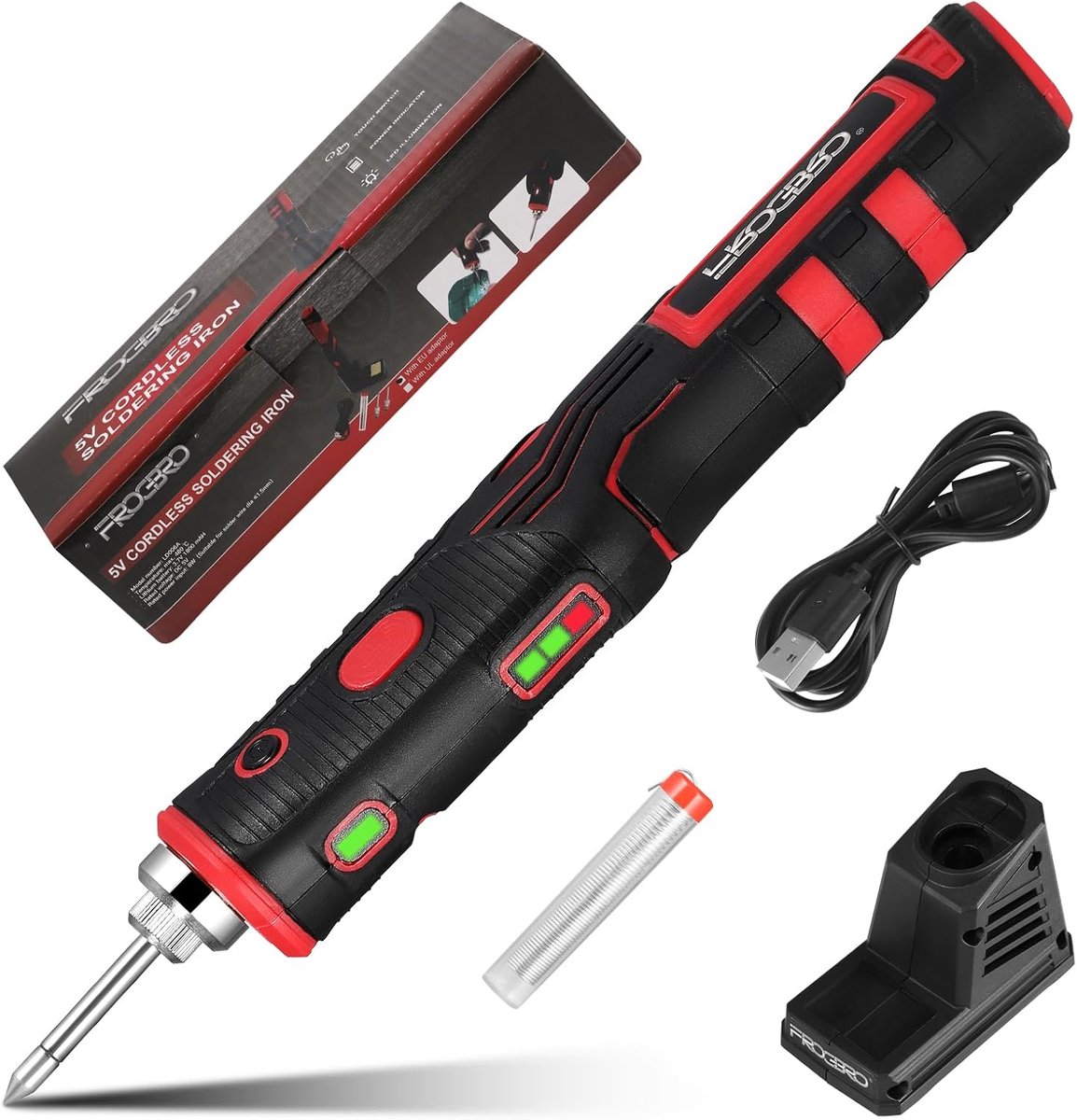 Soldering Iron Wireless Soldering Iron Set USB Charge with 2 Replacement Soldering Tips with LED Lighting 200-480°C - ShopVlot