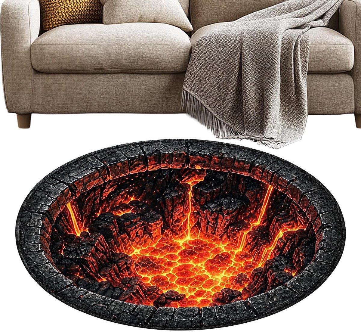 Halloween vloerkleed rond - optische illusie - antislip - sfeervolle decoratie voor Halloween - ShopVlot