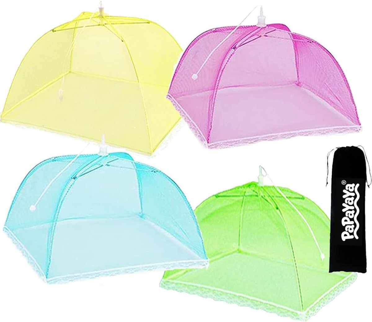 4 Pcs Pop Up Mesh Food Covers Tent Umbrella Large 43x43cm Reusable & Foldable Screen Net Protectors for Outdoor - ShopVlot