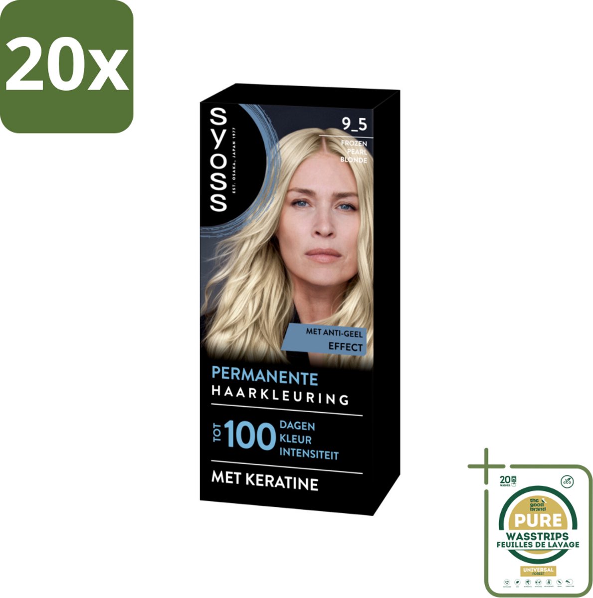 20 x SYOSS - Coloration 9-5 Frozen Pearl Blonde - Haarverf - Grijsdekking - Vermindert Haarbreuk - Grootverpakking - Haarverf - Permanente Haarkleuring - Grijsdekking - Haarverf 9-5 - Keratine