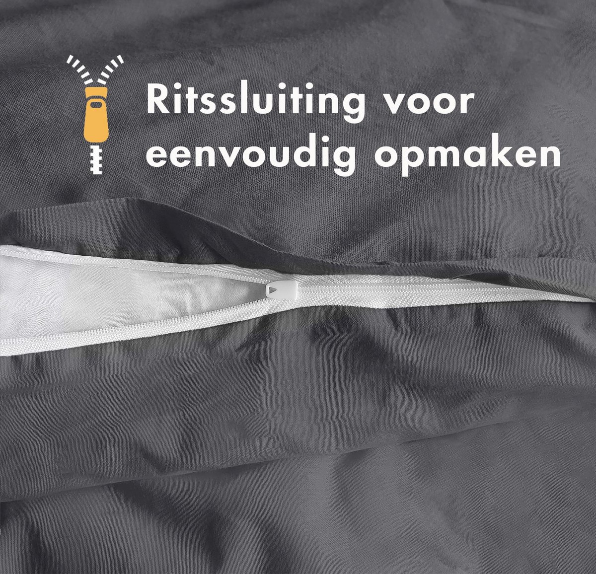 Dekbedovertrek 155cm x 220cm - 100% katoen - Antraciet/Grijs - Zacht en strijkvrij - ShopVlot
